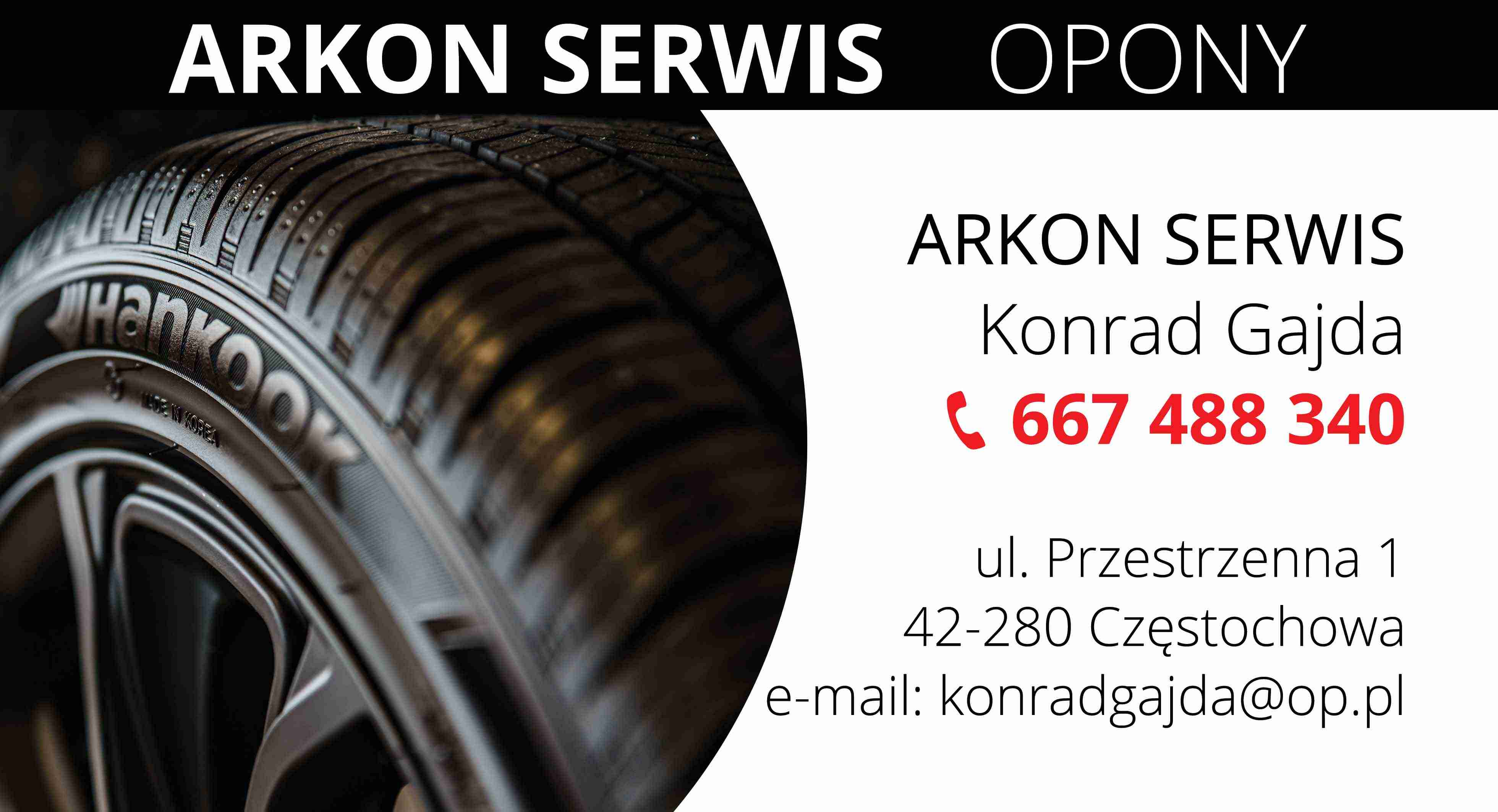 ARKON SERWIS Konrad Gajda - opony CZĘSTOCHOWA opony CZĘSTOCHOWA